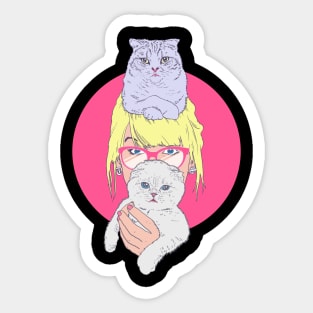 Her Cats / Kittens / Singer / Girl with Cats Sticker